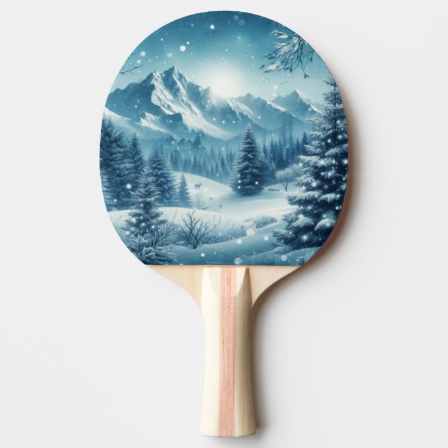 Raquete De Ping Pong Snowy Winter Mountain (Frente)