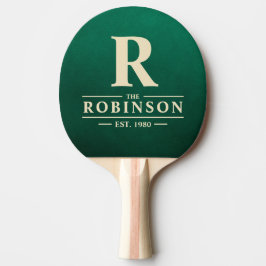 Raquete De Ping Pong Sobrenome e Inicial Esmeralda Verde