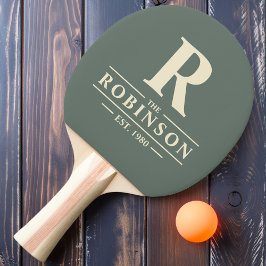 Raquete De Ping Pong Sobrenome & Inicial Cinza Quente