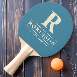 Raquete De Ping Pong Sobrenome & Inicial Deep Aqua