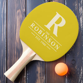 Raquete De Ping Pong Sobrenome & Inicial Limão Escuro