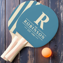 Raquete De Ping Pong Sobrenome & Inicial Listras Polo Aqua Profundo