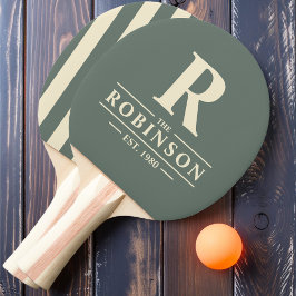 Raquete De Ping Pong Sobrenome & Inicial Listras Polo Cinza Quente