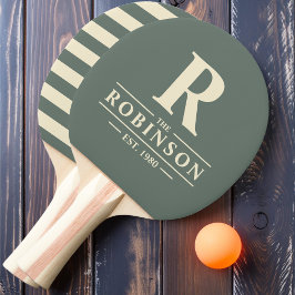 Raquete De Ping Pong Sobrenome & Inicial Polo Cinza Claro