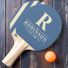 Raquete De Ping Pong Sobrenome & Inicial Polo com Listras Capri Azul