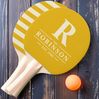 Raquete De Ping Pong Sobrenome & Inicial Polo Girassol Quente