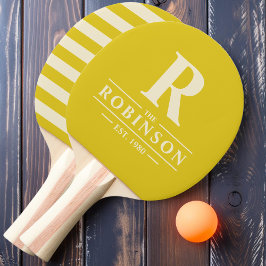 Raquete De Ping Pong Sobrenome & Inicial Polo Limão Escuro