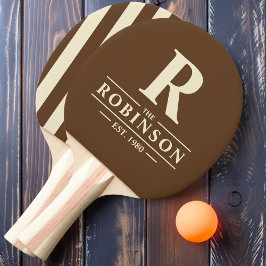 Raquete De Ping Pong Sobrenome & Inicial Polo Listrado Marrom Floresta 