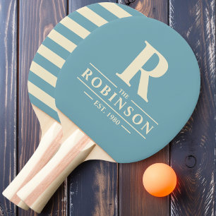 Raquete De Ping Pong Sobrenome & Inicial Polo Quente Aqua Tarde