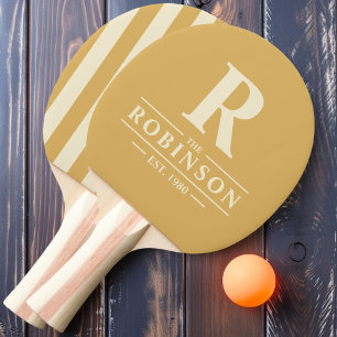 Raquete De Ping Pong Sobrenome & Listras iniciais Polo Areia Nascer do