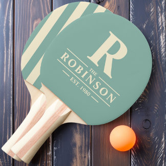 Raquete De Ping Pong Sobrenome & Listras Polo Initial Aqua Reef