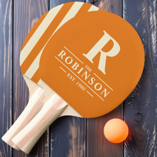 Raquete De Ping Pong Sobrenome & Listras Polo Initial Citrino Quente
