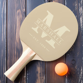 Raquete De Ping Pong Sobreposição de Monograma e Nome Duna de Areia