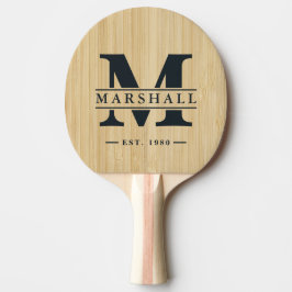 Raquete De Ping Pong Sobreposição de Monograma e Nome em Bambu Leve