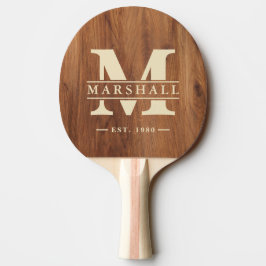Raquete De Ping Pong Sobreposição de Monograma e Nome em Madeira de Bor