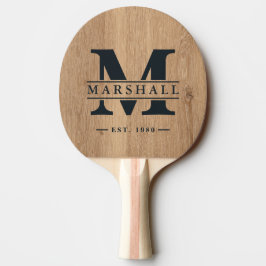 Raquete De Ping Pong Sobreposição de Monograma e Nome em Madeira de Tec