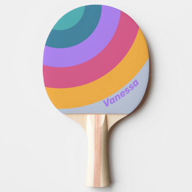 Raquete De Ping Pong Soft Pansy Dream Circle Stripe with Name (Frente)
