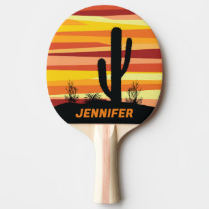 Raquete De Ping Pong Sol do deserto geométrico