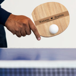 Raquete De Ping Pong Sombra de Wooden do Nome do Casal Personalizado Mo
