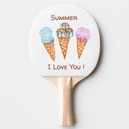 Raquete De Ping Pong Sorvete Minimalista Eu Te Amo