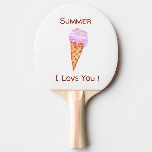 Raquete De Ping Pong Sorvete Minimalista Eu Te Amo Saco