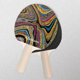 Raquete De Ping Pong Sparkle Glitter - cinza de arte de mármore girasso