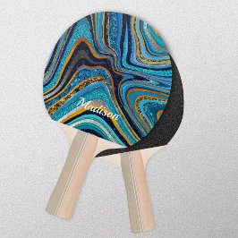 Raquete De Ping Pong Sparkle Glitter - Marble art azul