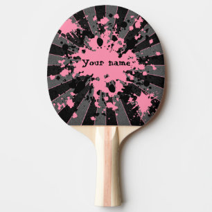 Raquete De Ping Pong Splatters cor-de-rosa preto e cinzas da pintura