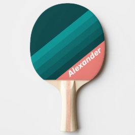 Raquete De Ping Pong Sport Flamingo Aqua Stripes with Name
