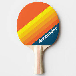 Raquete De Ping Pong Sport Vintage Sea Sun Stripes with Name