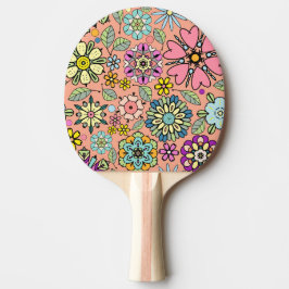 Raquete De Ping Pong Spring Season Retro Flower Colors Seamless Pattern