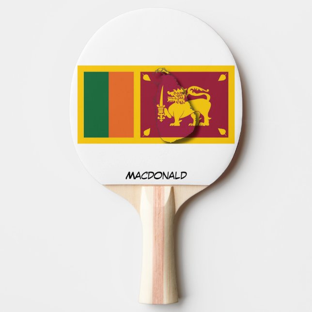 Raquete De Ping Pong SRI LANKA FLAG & MAP Personalizado (Frente)