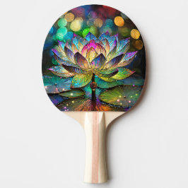 Raquete De Ping Pong Stained Glass Vibrant Lotus Flower