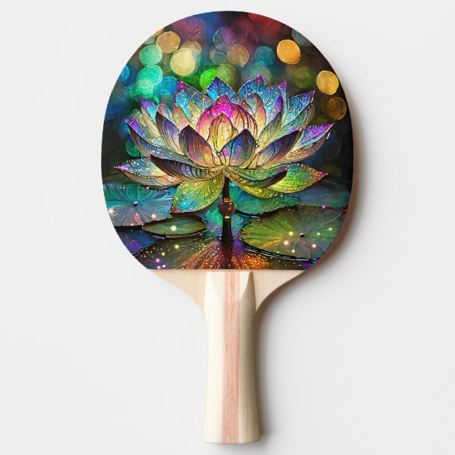 Raquete De Ping Pong Stained Glass Vibrant Lotus Flower (Frente)