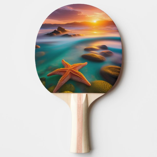 Raquete De Ping Pong Starfish na praia em Sunrise (Frente)