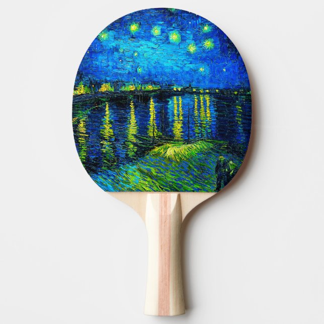 Raquete De Ping Pong Starry Night Over the Rhone por Vincent Van Gogh (Frente)