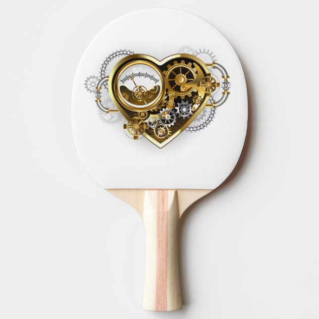 Raquete De Ping Pong Steampunk Heart with a Manometer (Frente)