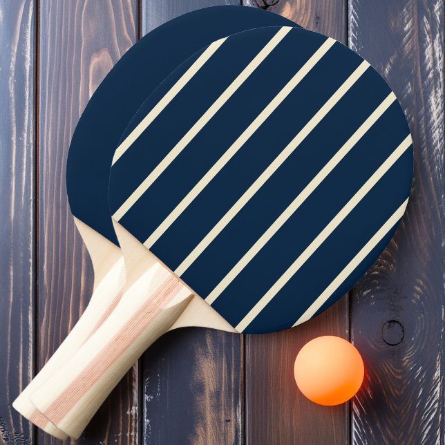 Raquete De Ping Pong Striping de azul no mar profundo e sólido (Criador carregado)