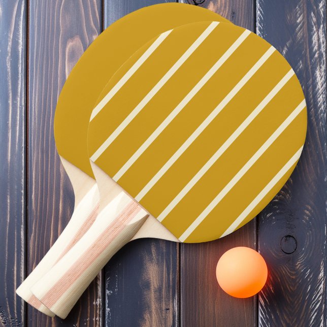 Raquete De Ping Pong Striping Ochre de ouro e sólido (Criador carregado)