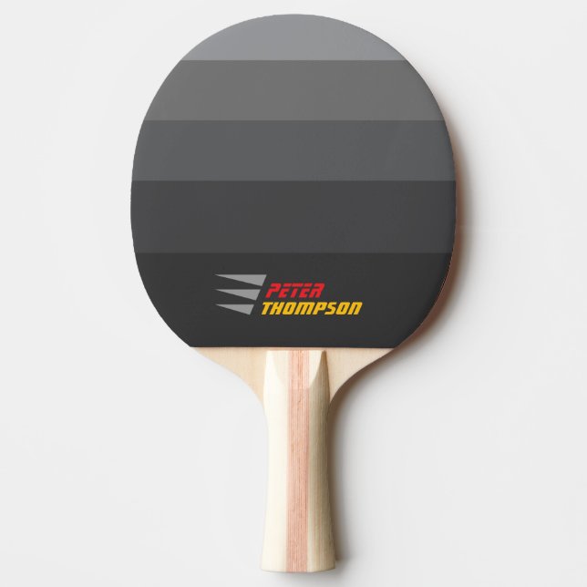 Raquete De Ping Pong Stylish Name Gray Stripes  (Frente)