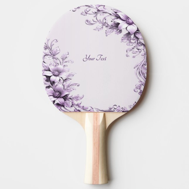 Raquete De Ping Pong Stylish Purple Flowers Ping Pong Paddle (Frente)
