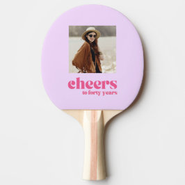 Raquete De Ping Pong SUA FOTO - Retro Roxo e Rosa, aniversário de 40 an