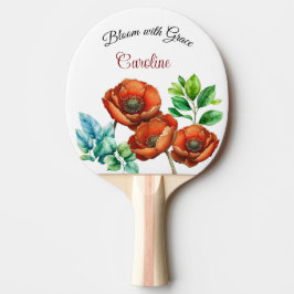 Raquete De Ping Pong Sublime Aquarela Poppies Vermelhos Feliz Reforma