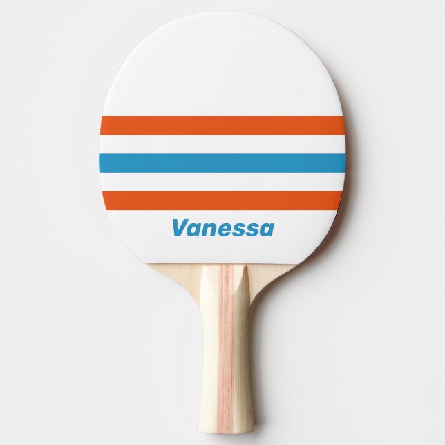 Raquete De Ping Pong Summertime Nostalgic Across Striping with Name (Frente)