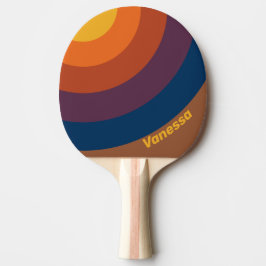 Raquete De Ping Pong Sunbaked Clay Circle Stripe with Name