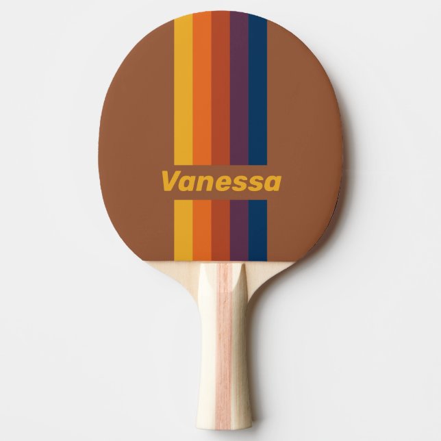 Raquete De Ping Pong Sunbaked Clay Pin Striped with Name (Frente)