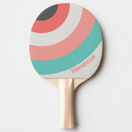 Raquete De Ping Pong Sunbleached Coral Circle Stripe with Name