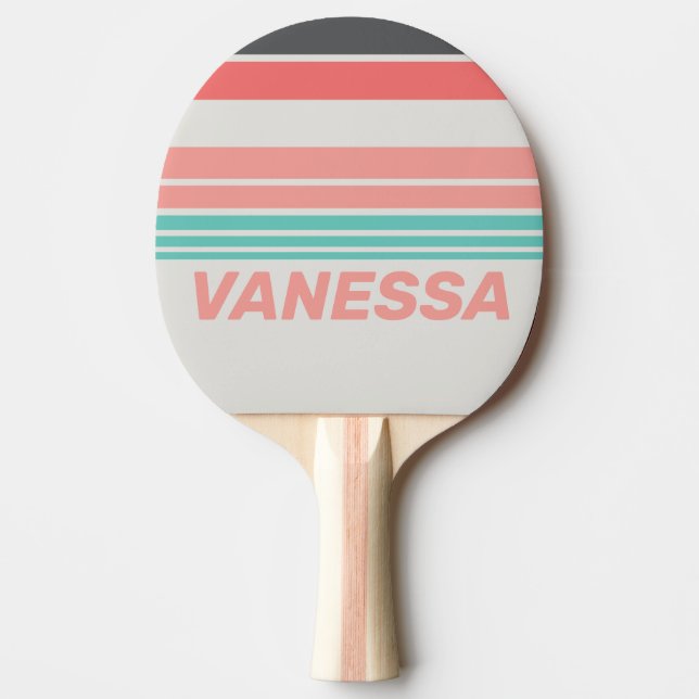 Raquete De Ping Pong Sunbleached Coral Horizon Striping with Name (Frente)