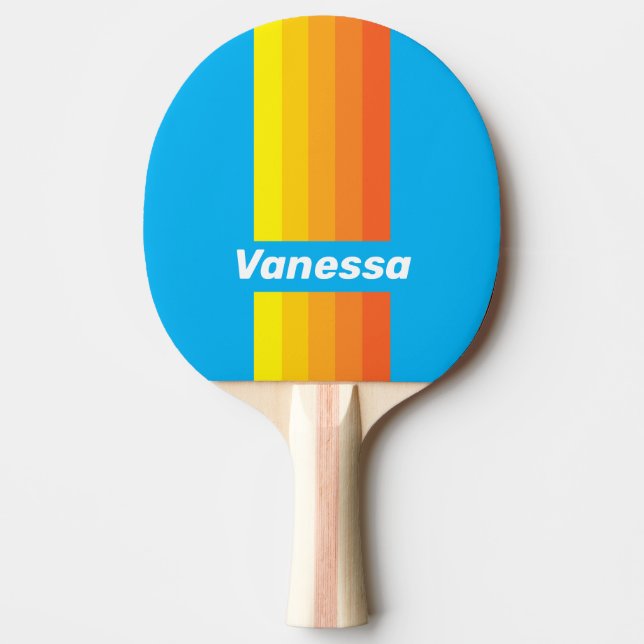 Raquete De Ping Pong Sunburst Sea Pin Stripes with Name (Frente)
