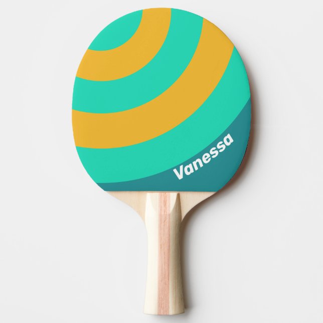 Raquete De Ping Pong Sunlit Seas Circle Stripe with Name (Frente)
